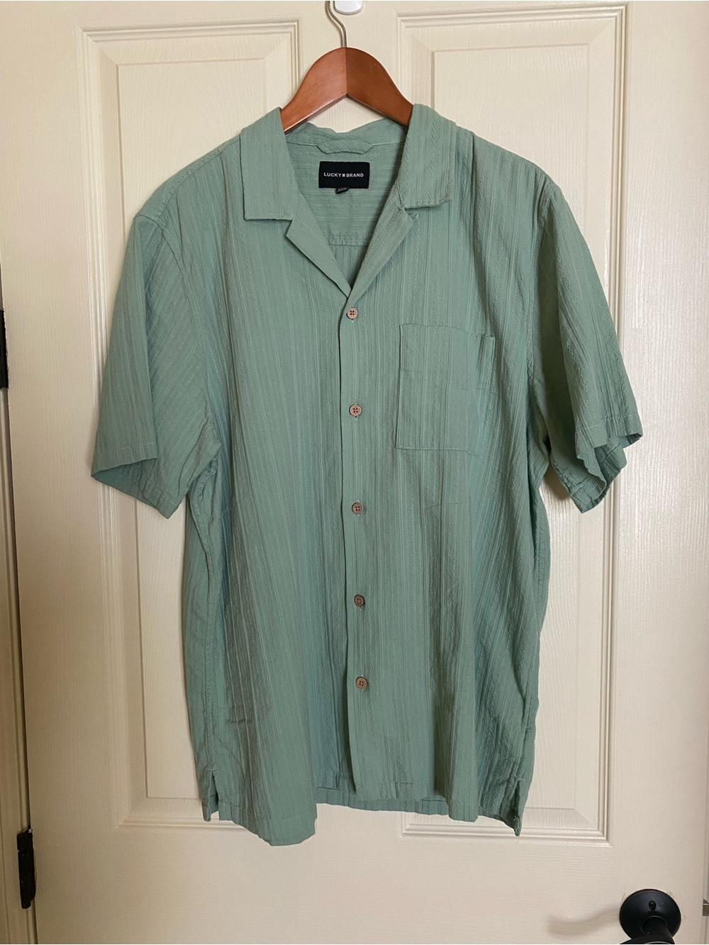 Lucky Brand Light Sage Green Short Sleeve Button-Down Shirt